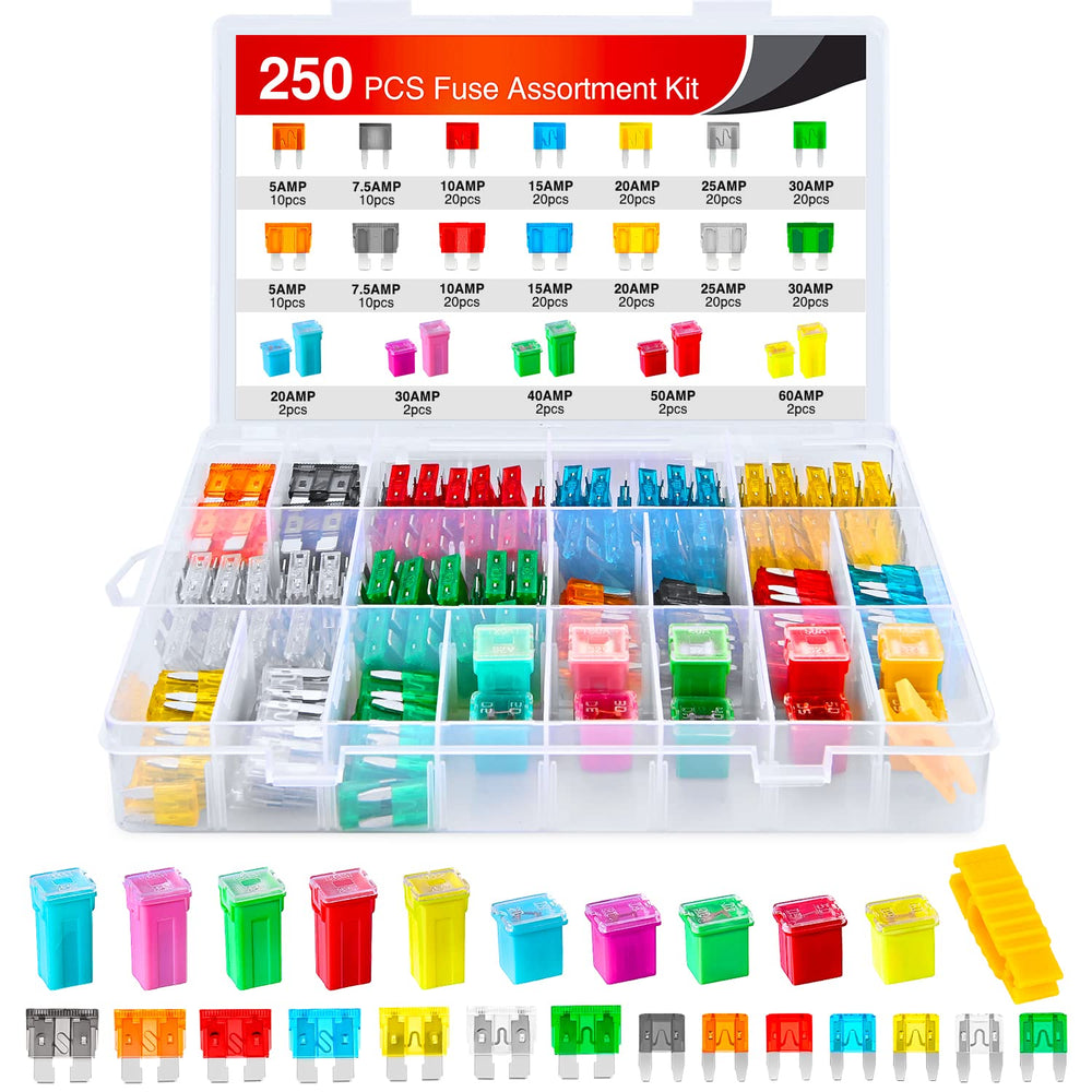 Nilight front packaging showing 250-piece fuse kit and organized compartments for quick access