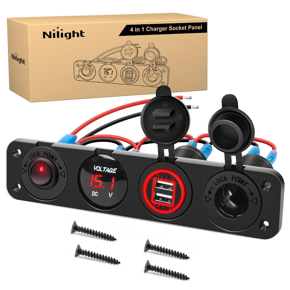Nilight front panel overview showing all four functions and easy mounting