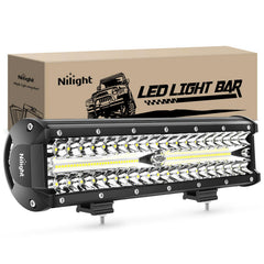 Nilight front view 12-inch light bar showing brightness and rugged design