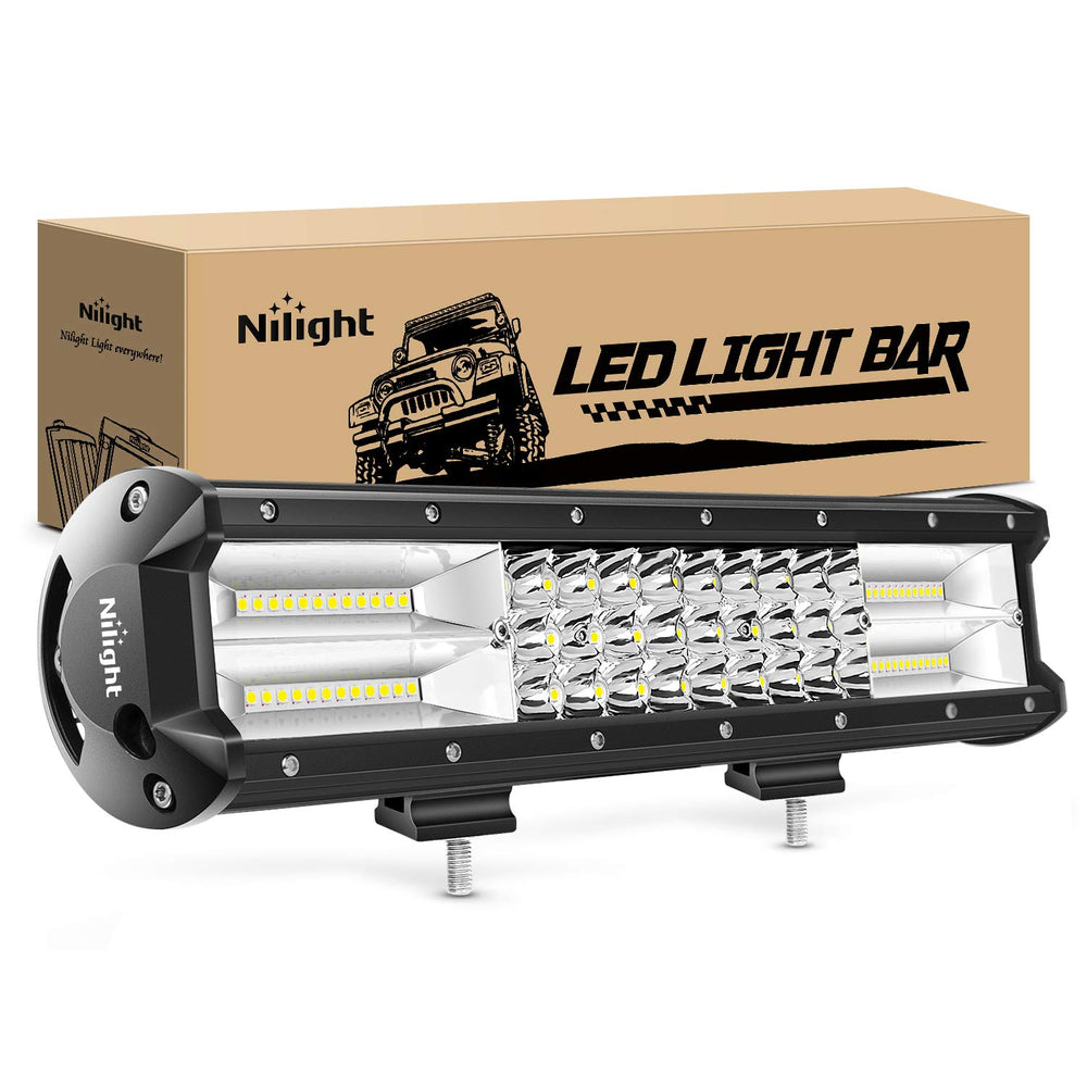 Nilight front view of 15-inch light bar showing brightness and beam pattern