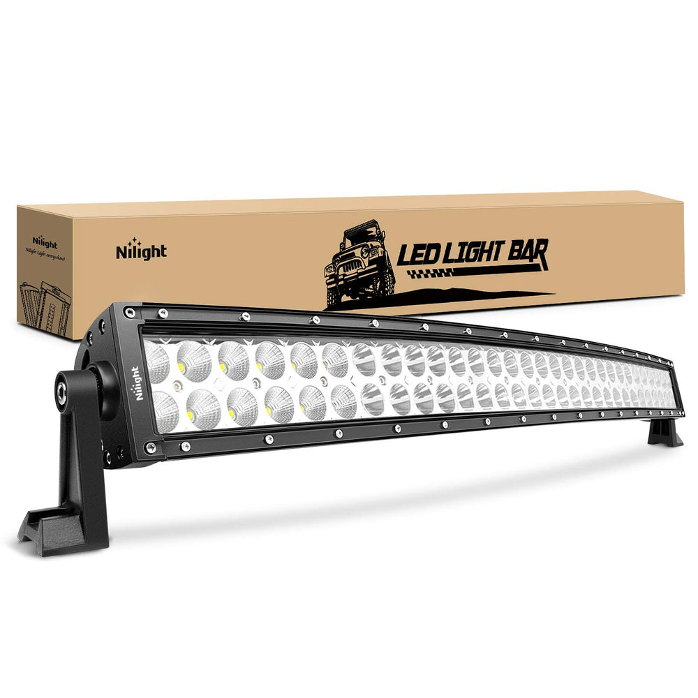 Nilight front view of 32-inch curved LED light bar showing bright output
