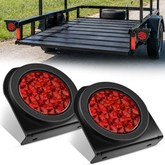 Nilight front view of 4-inch round taillight pair showing bright LEDs and visibility