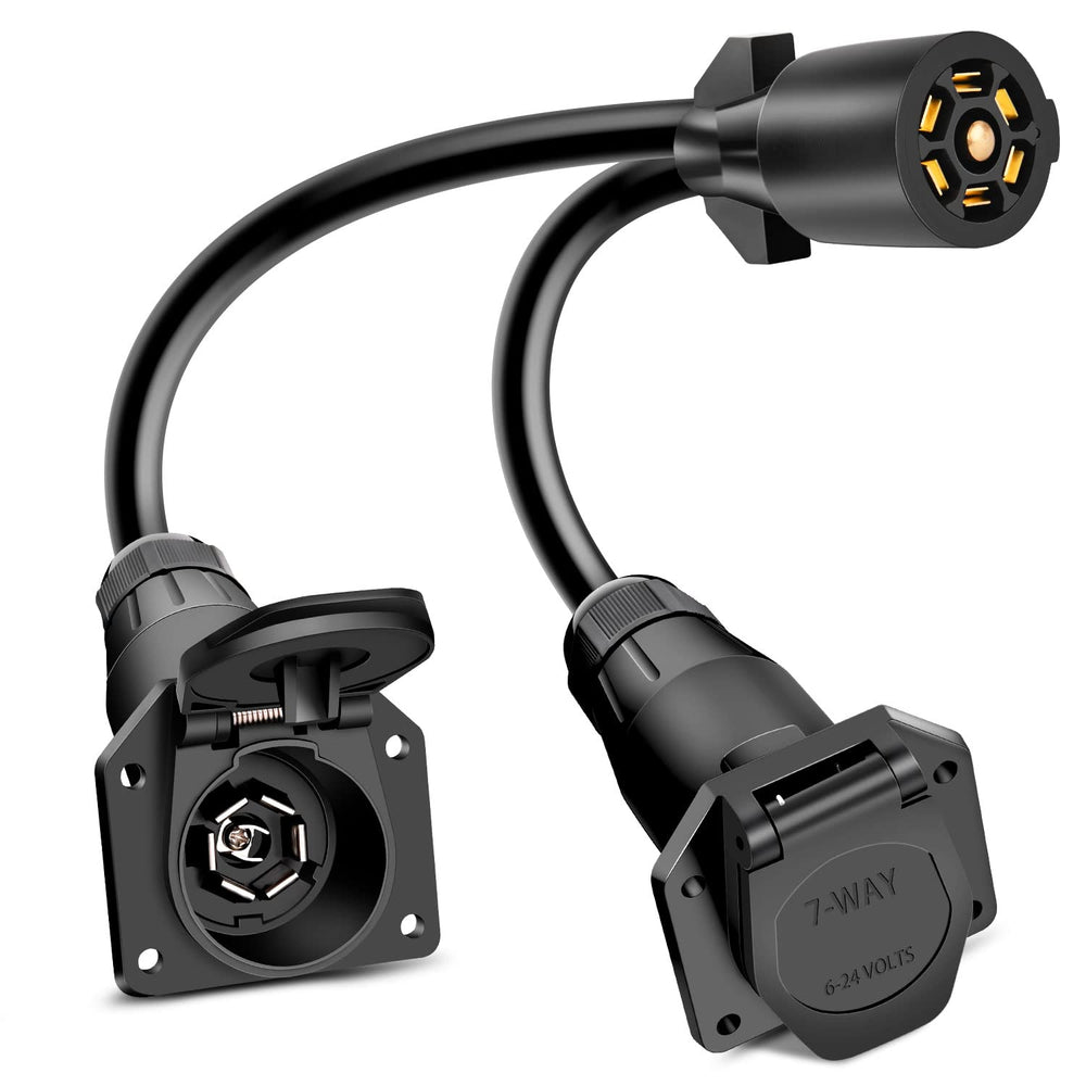 Nilight front view of 7-way Y splitter showing dual outputs and compact design for convenience