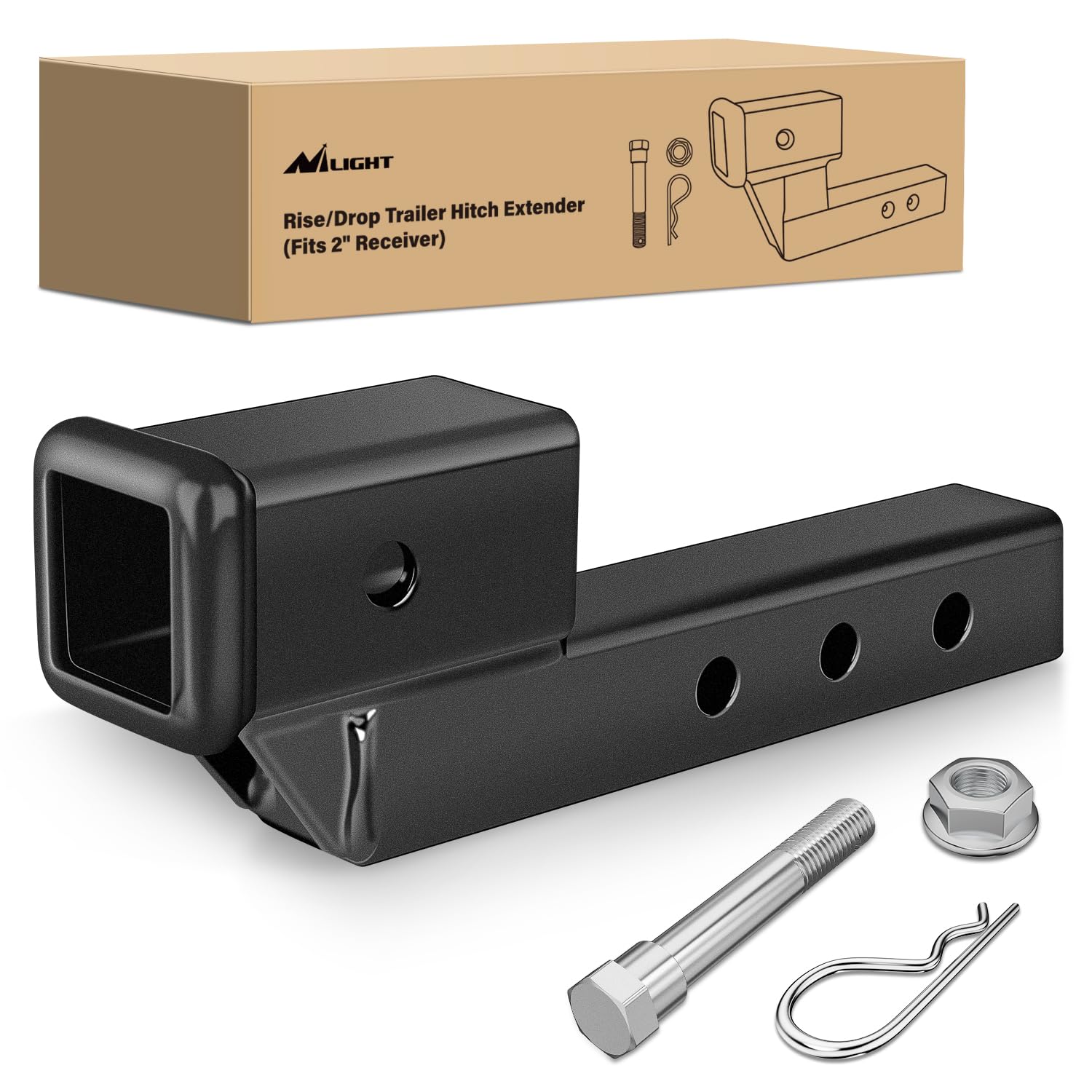 Nilight front view of assembled extension showing sturdy connection and safer towing
