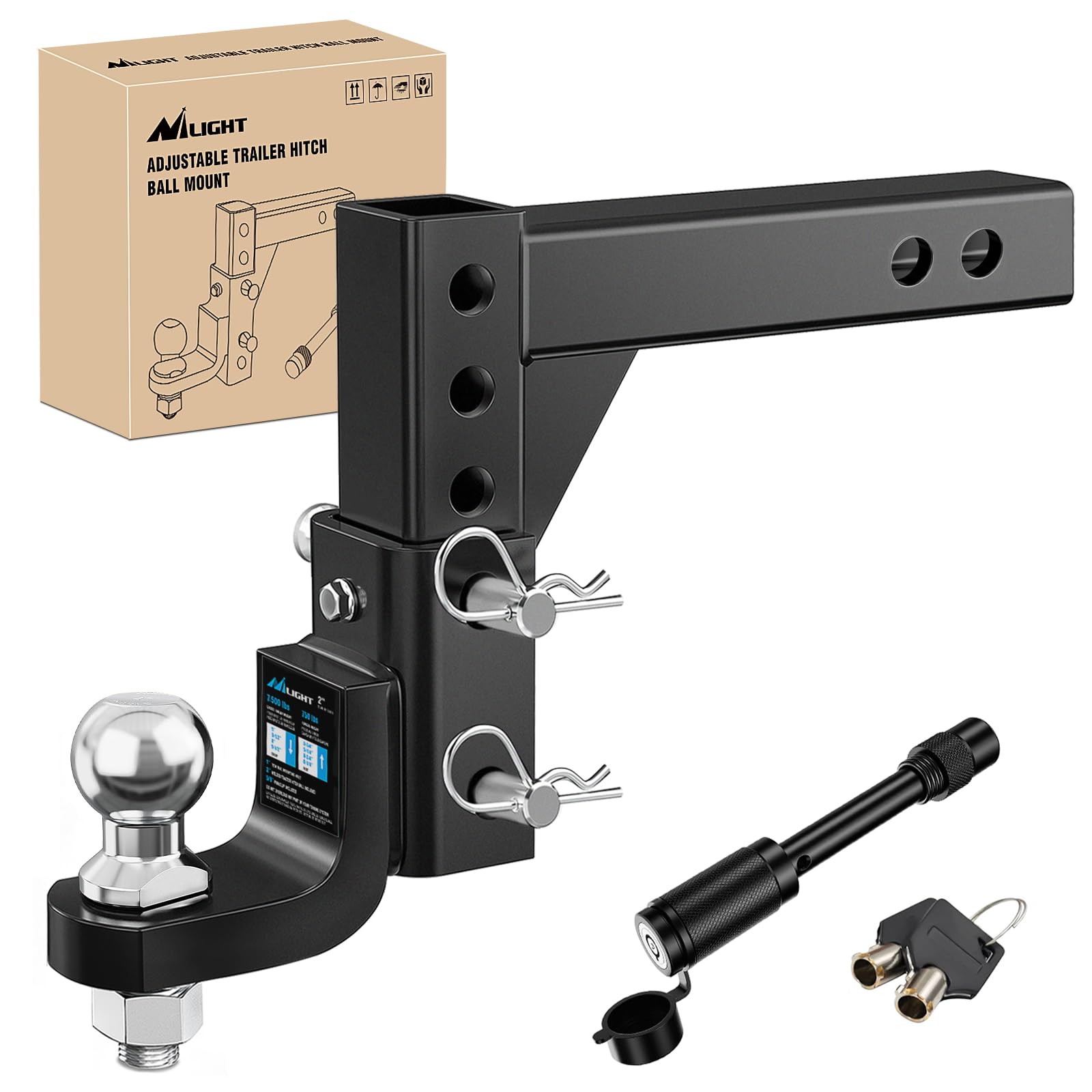 Nilight front view assembled hitch showing sturdy construction and clear fit