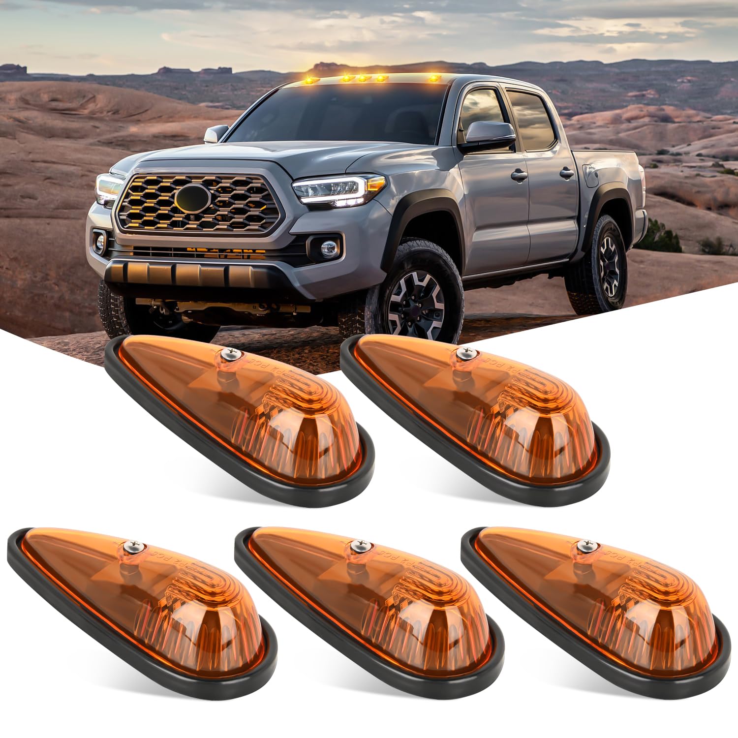 Nilight front view cab roof marker light showing bright amber visibility