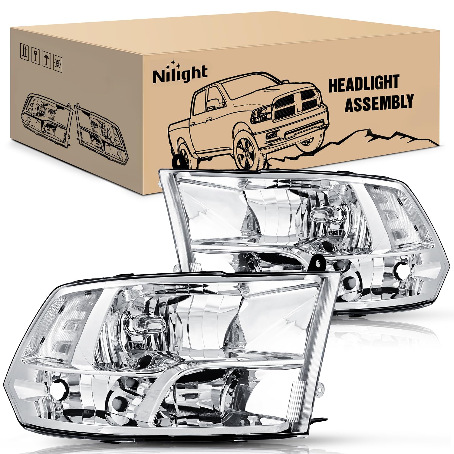 Nilight front view chrome headlamp assembly showing clean fit and upgraded look