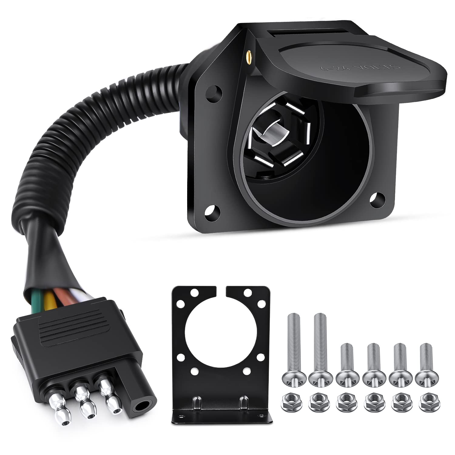 Nilight front view connector showing secure 7-pin socket and tight fit benefit