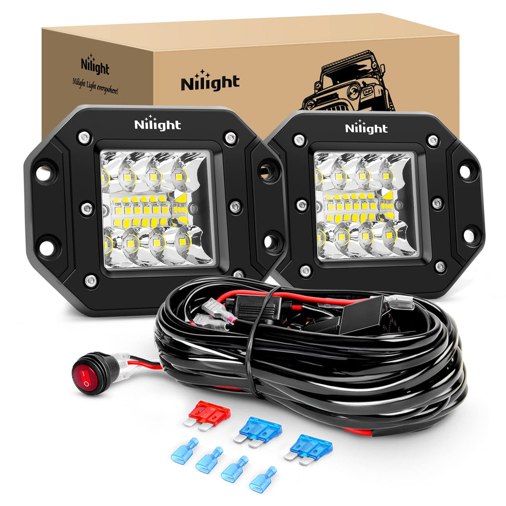Nilight front view of flush-mount pods showing clean grill-ready look and reliable illumination benefit