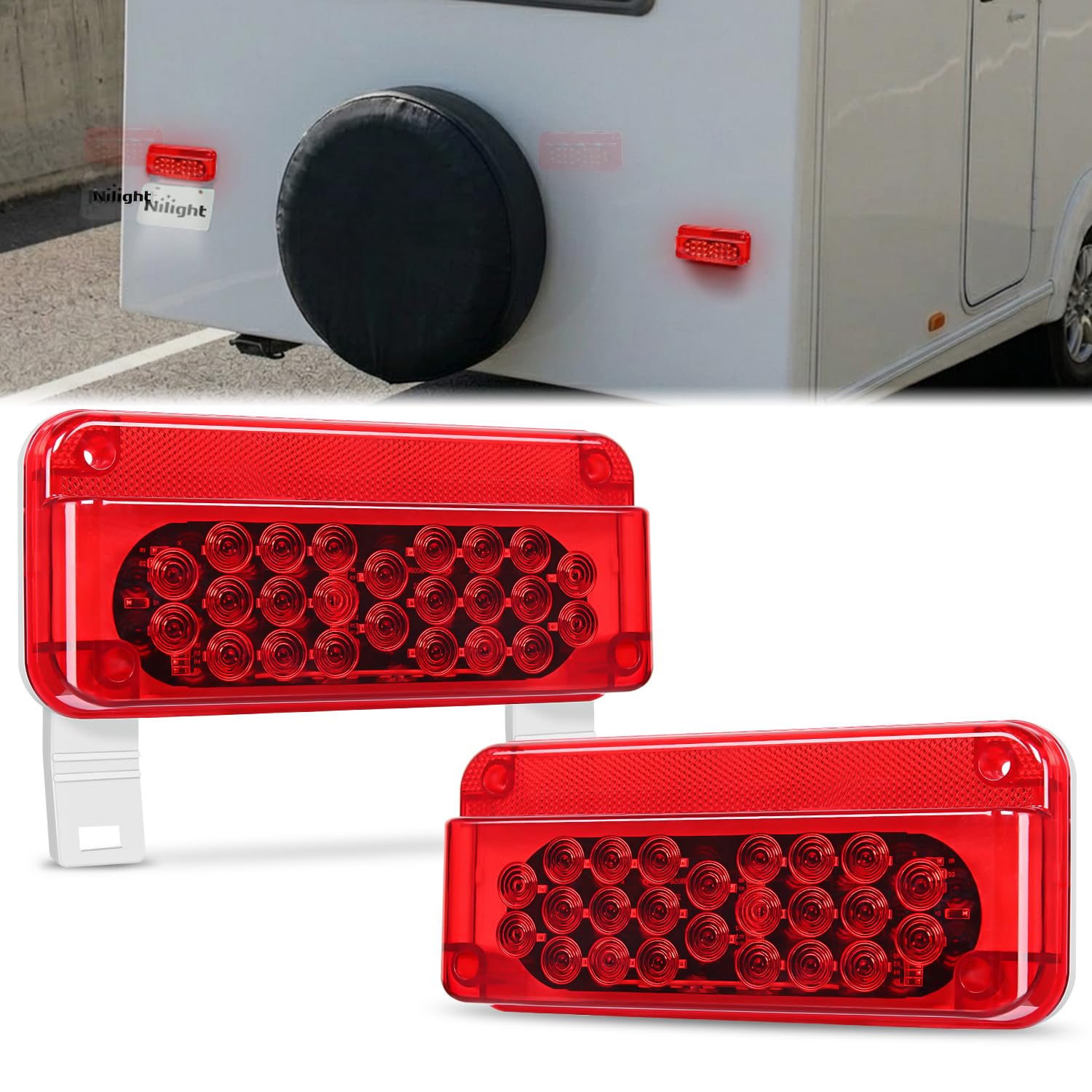 Nilight front view of both taillights showing lens and signal clarity