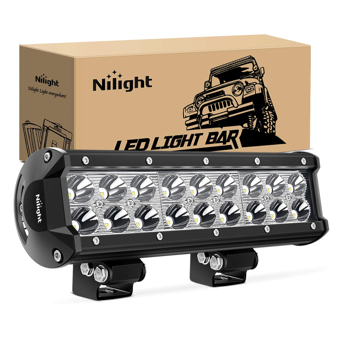 Nilight front view of 9-inch light bar showing compact focused beam benefit