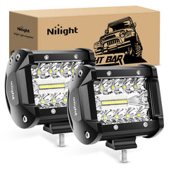Nilight front view light pod showing triple row LEDs and clear lens, boosts road visibility