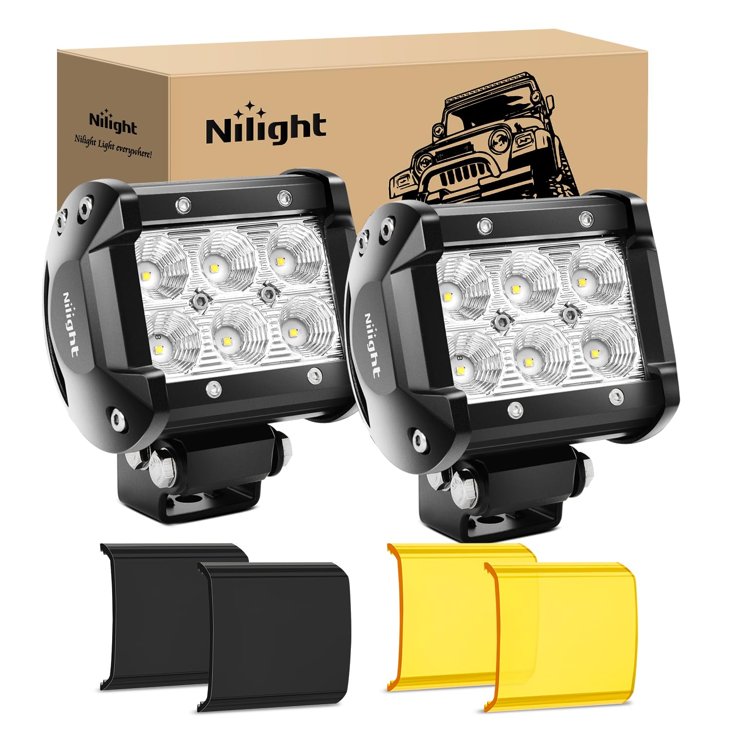 Nilight front view of light pods showing compact design and bright output benefit