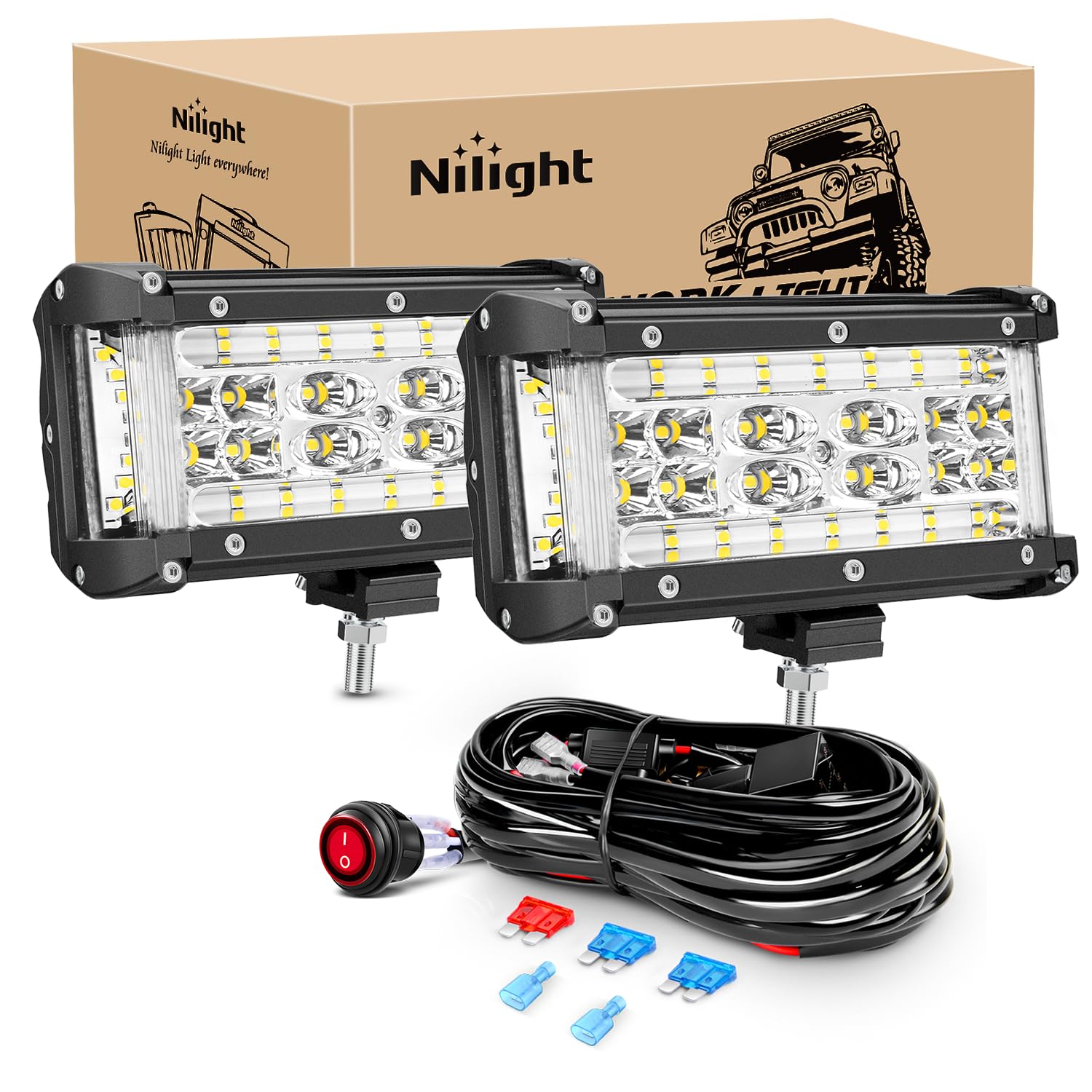 Nilight front view showing compact 5.5 inch lights and robust housing for durable performance