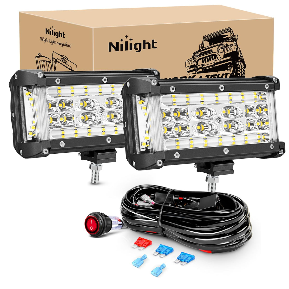 Nilight front view showing compact 5.5 inch lights and robust housing for durable performance