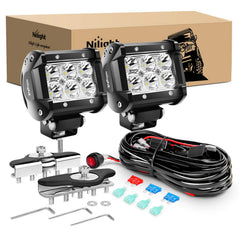 Nilight front view of two 4 inch spot pods showing compact housing and bright output