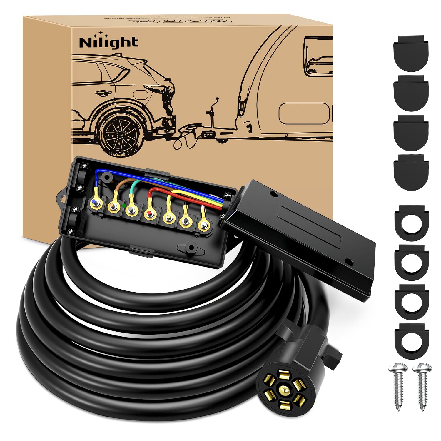 Nilight front view showing plug and junction box for organized wiring