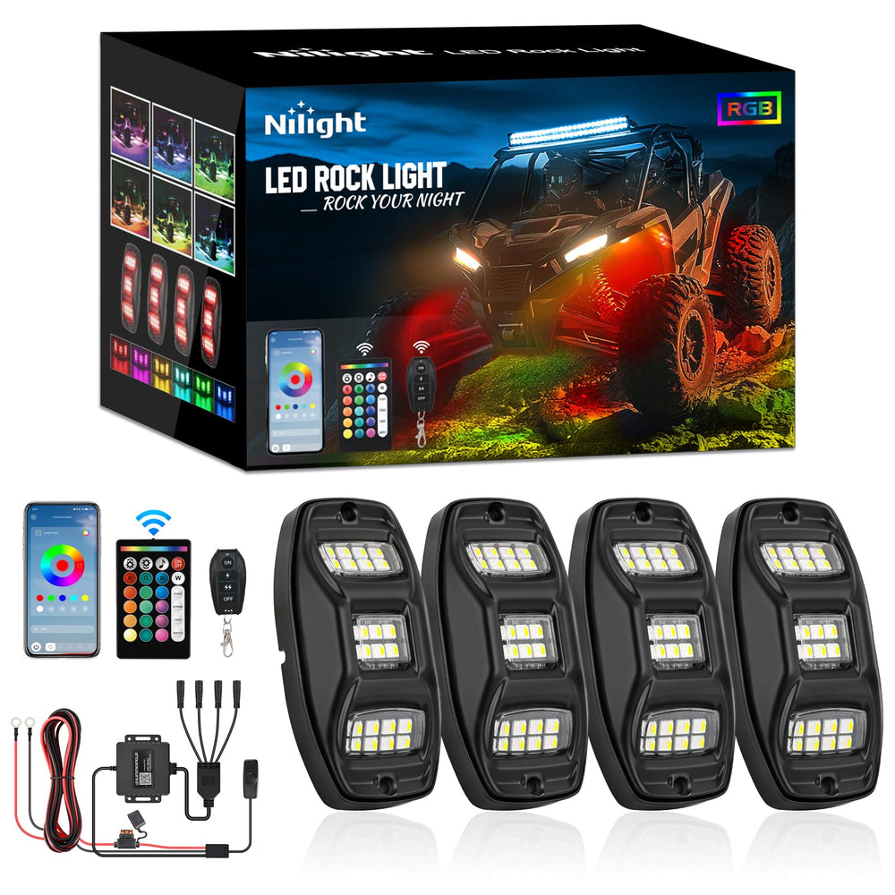 Nilight front view of four LED pods showing compact design and bright output