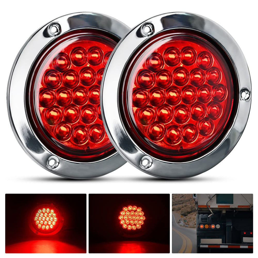 Nilight front view of round red tail light showing chrome bezel and clear signaling benefit