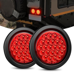 Nilight front view of round tail light pair showing bright red signal benefit