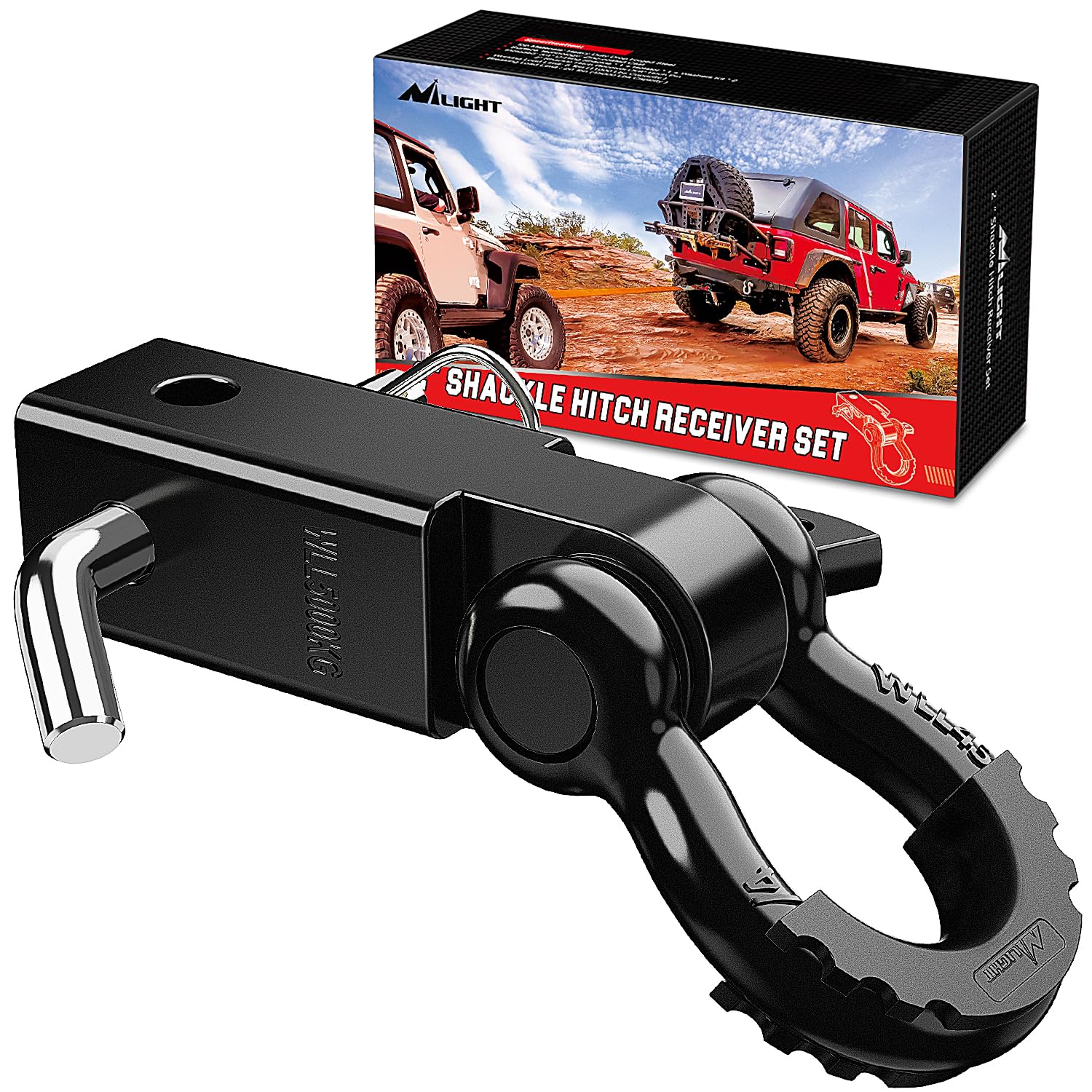 Nilight front view of shackle hitch receiver showing solid fit and durable build benefit