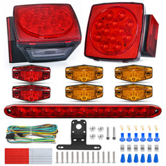 Nilight front view of square LED trailer lights showing complete kit and mounting ease