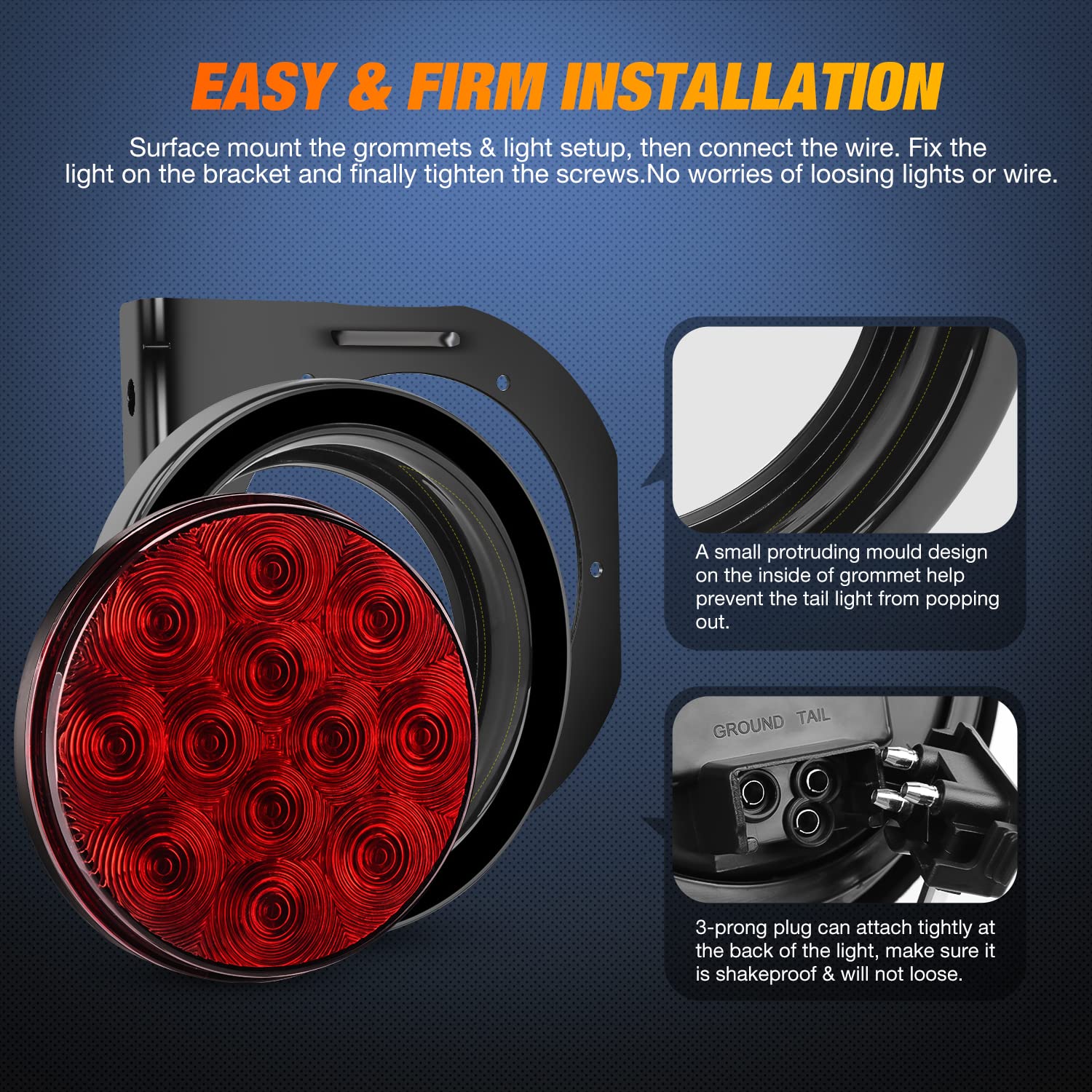 Nilight rubber grommet interior notches and bulges for vibration-resistant fit