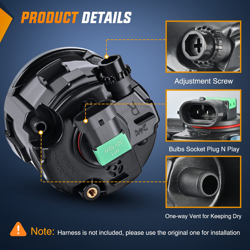 Nilight H11 bulbs and mounting screws laid out to display included hardware and ready-to-install convenience