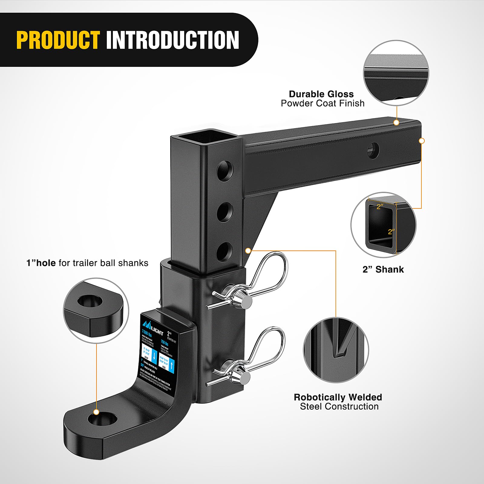 Nilight hitch set to one of eight positions showing adjustable versatility