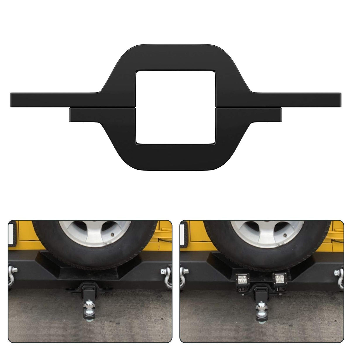 Nilight front view of tow hitch bracket showing secure fit and utility