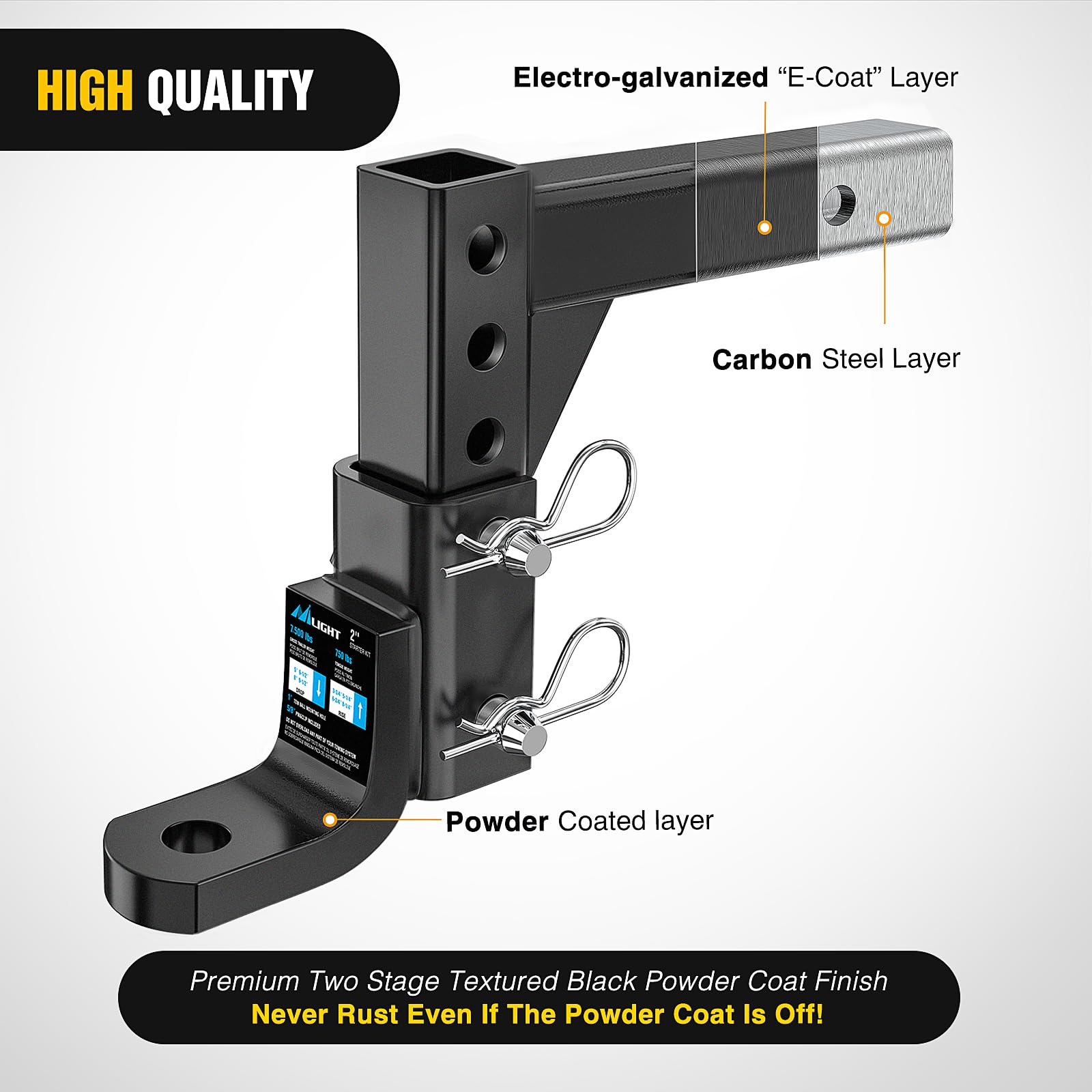 Nilight hitch installed in a truck receiver showing ready-to-tow confidence