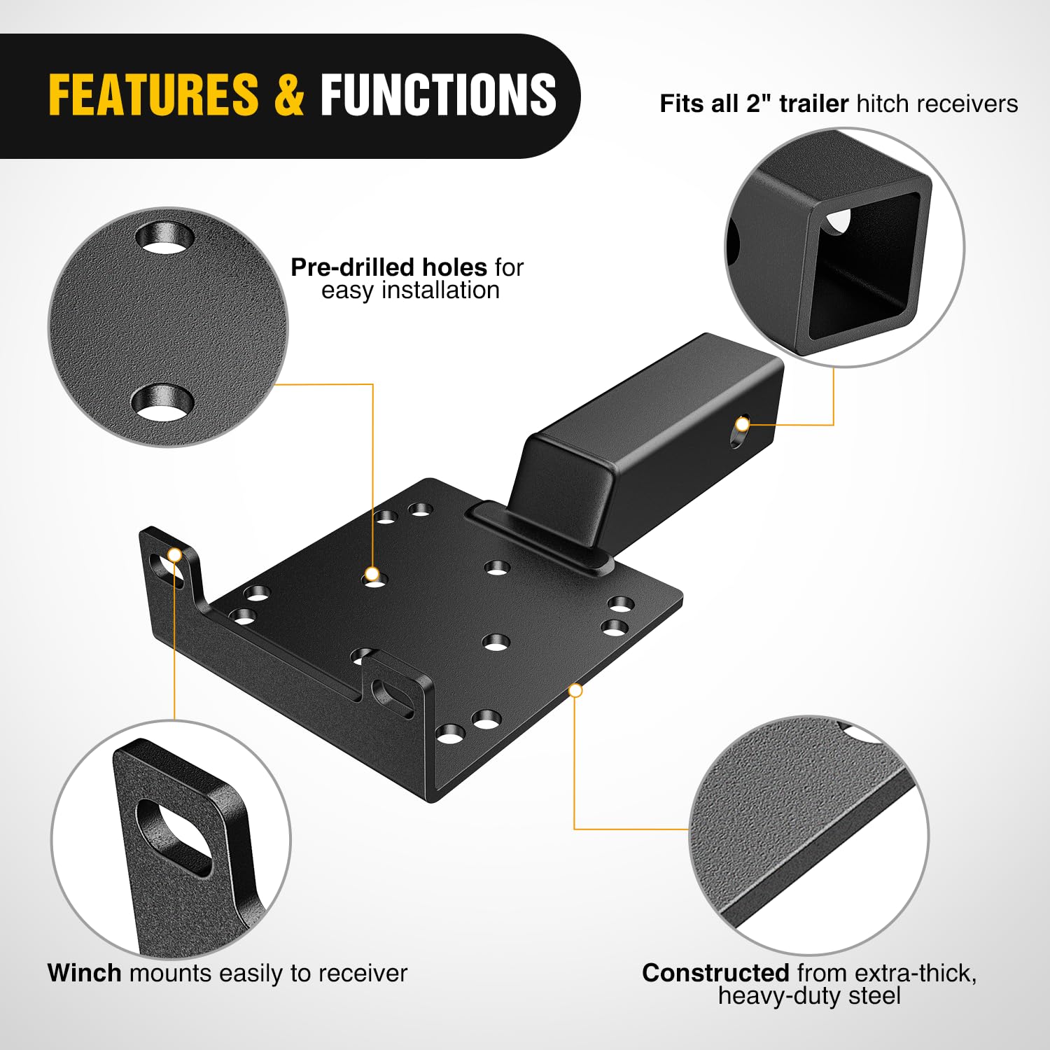 Nilight hitch pin and clip detail showing included hardware for quick installation benefit