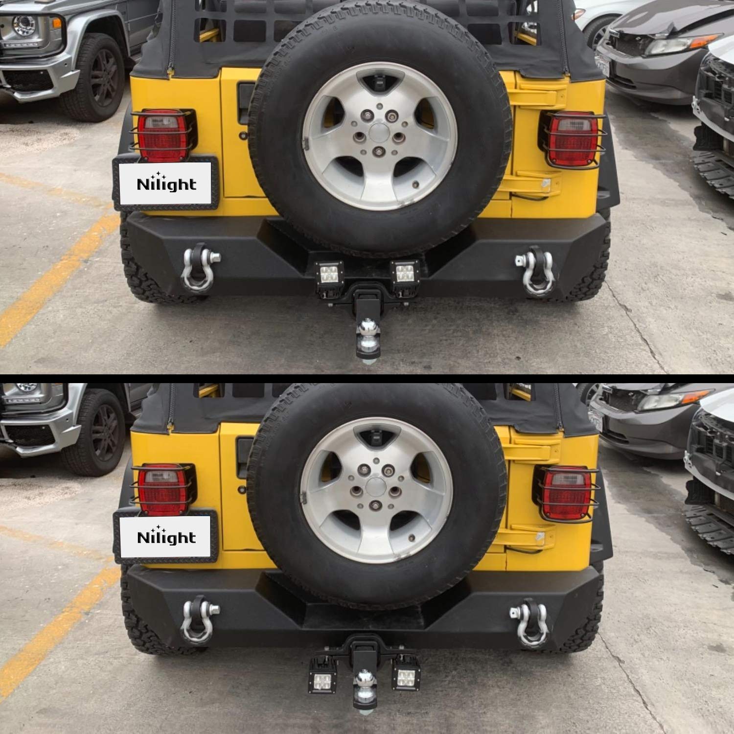 Nilight hitch bracket sliding into 2-inch receiver for quick install