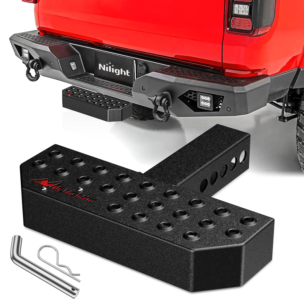 Nilight front view of hitch step showing stable stepping surface and quick access