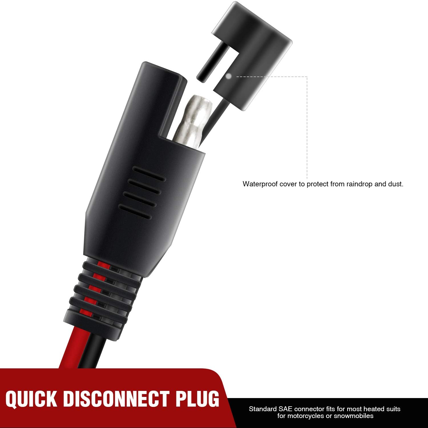 Nilight extension cable connected on a motorcycle enabling easy charging