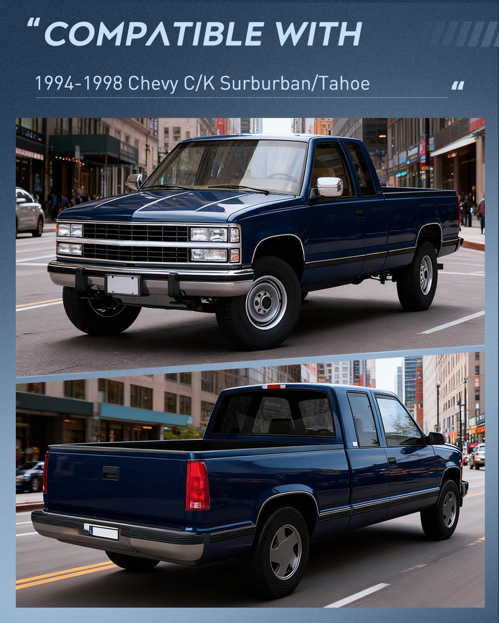 Nilight headlights installed on 1996 Silverado front for upgraded night visibility