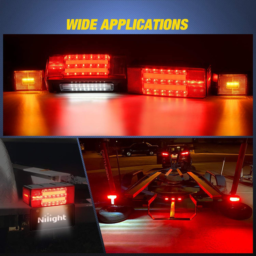 Nilight rear trailer installation at night showing improved visibility