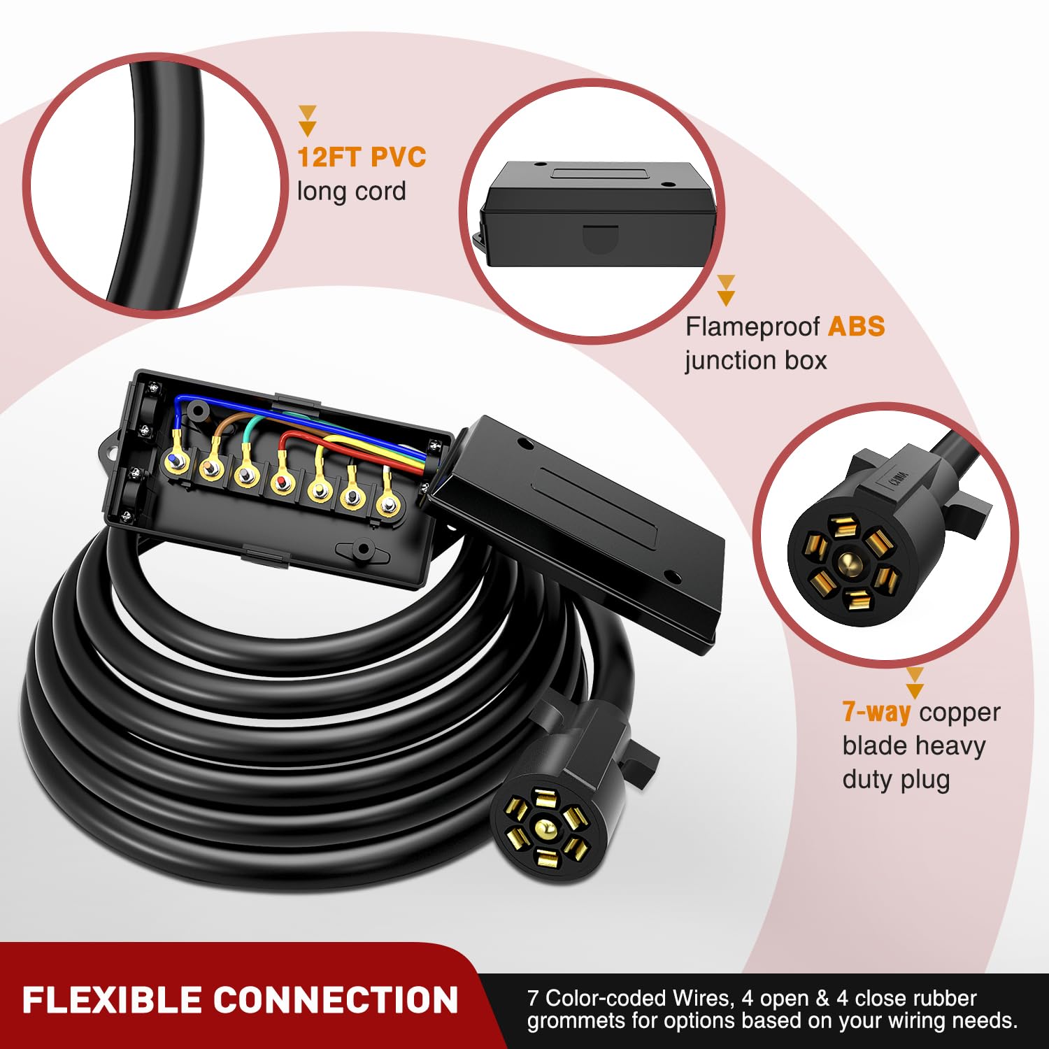 Nilight harness installed on trailer hitch for reliable towing setup