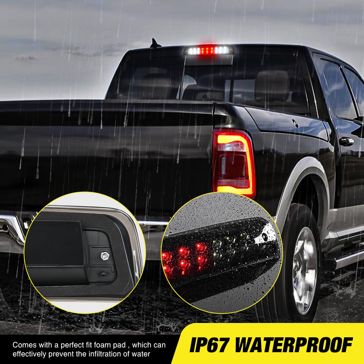 Nilight installed on Dodge Ram tailgate improving rear visibility on road