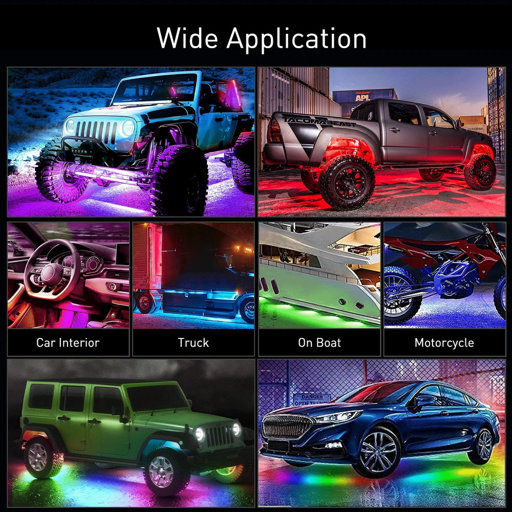 Nilight installed under car at night showing bright glow and benefit: improved nighttime presence