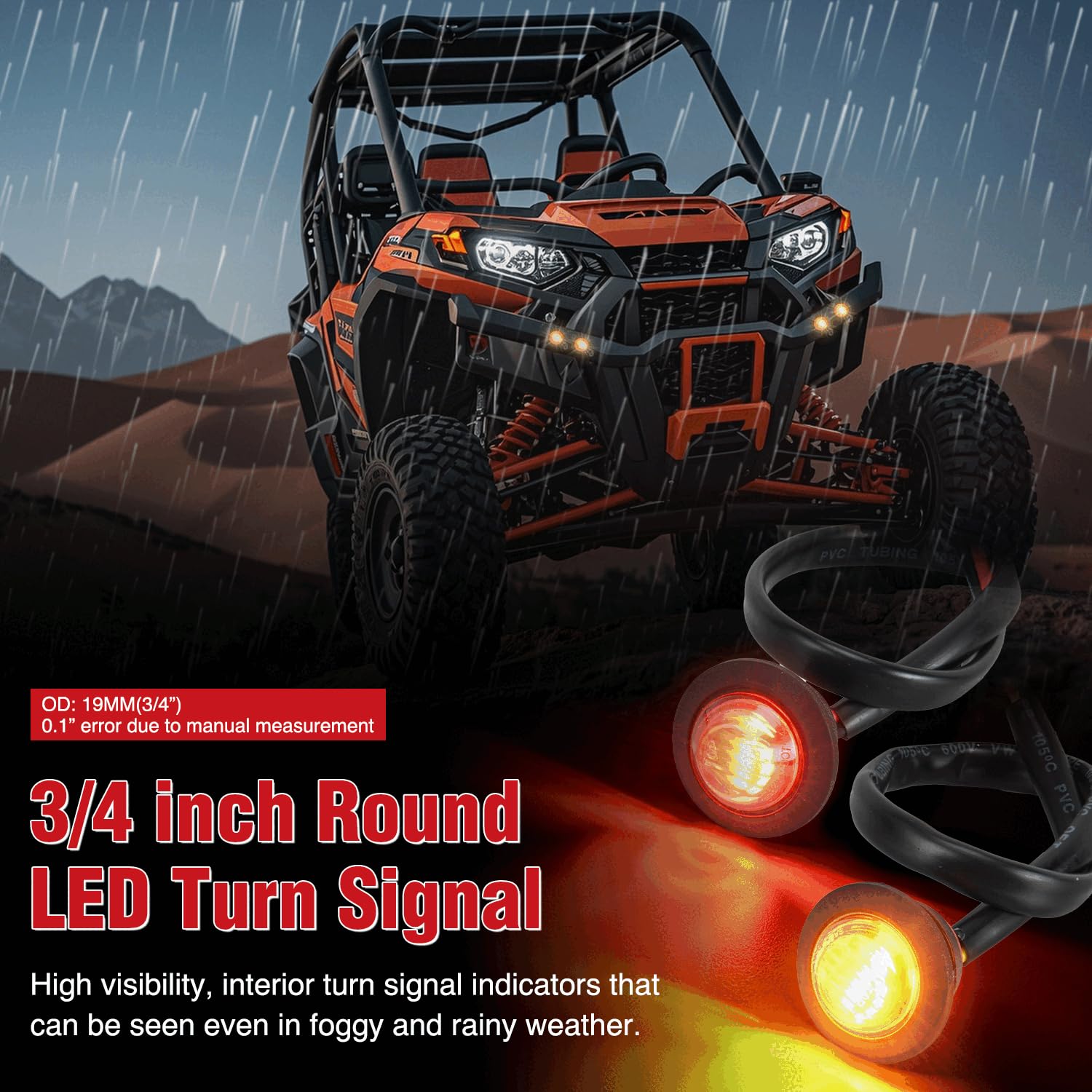 Nilight installed on UTV side view demonstrating directional signaling
