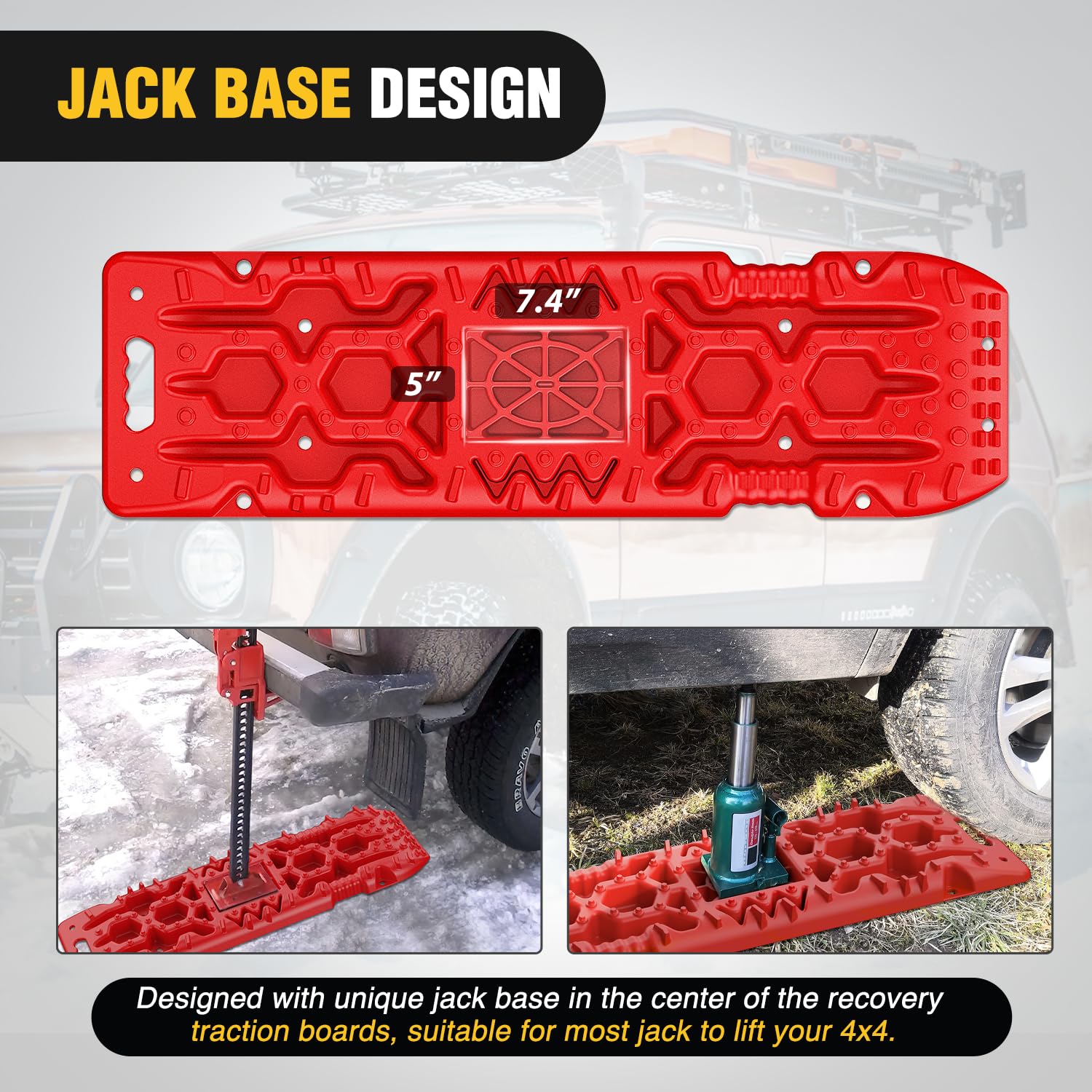 Nilight jack base receptacle detail demonstrating secure lift compatibility with farmer jacks