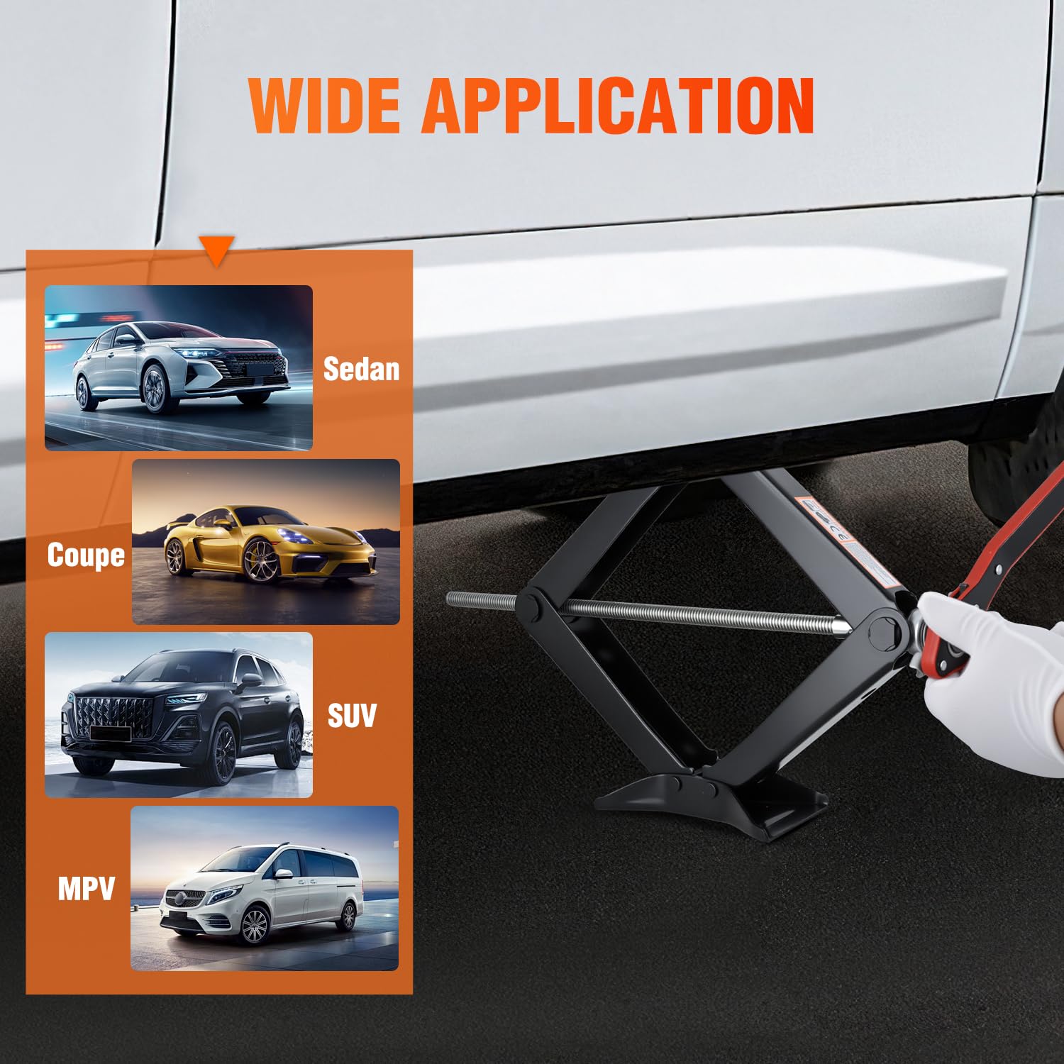 Nilight jack next to wheel for scale showing maximum height benefit for clearance