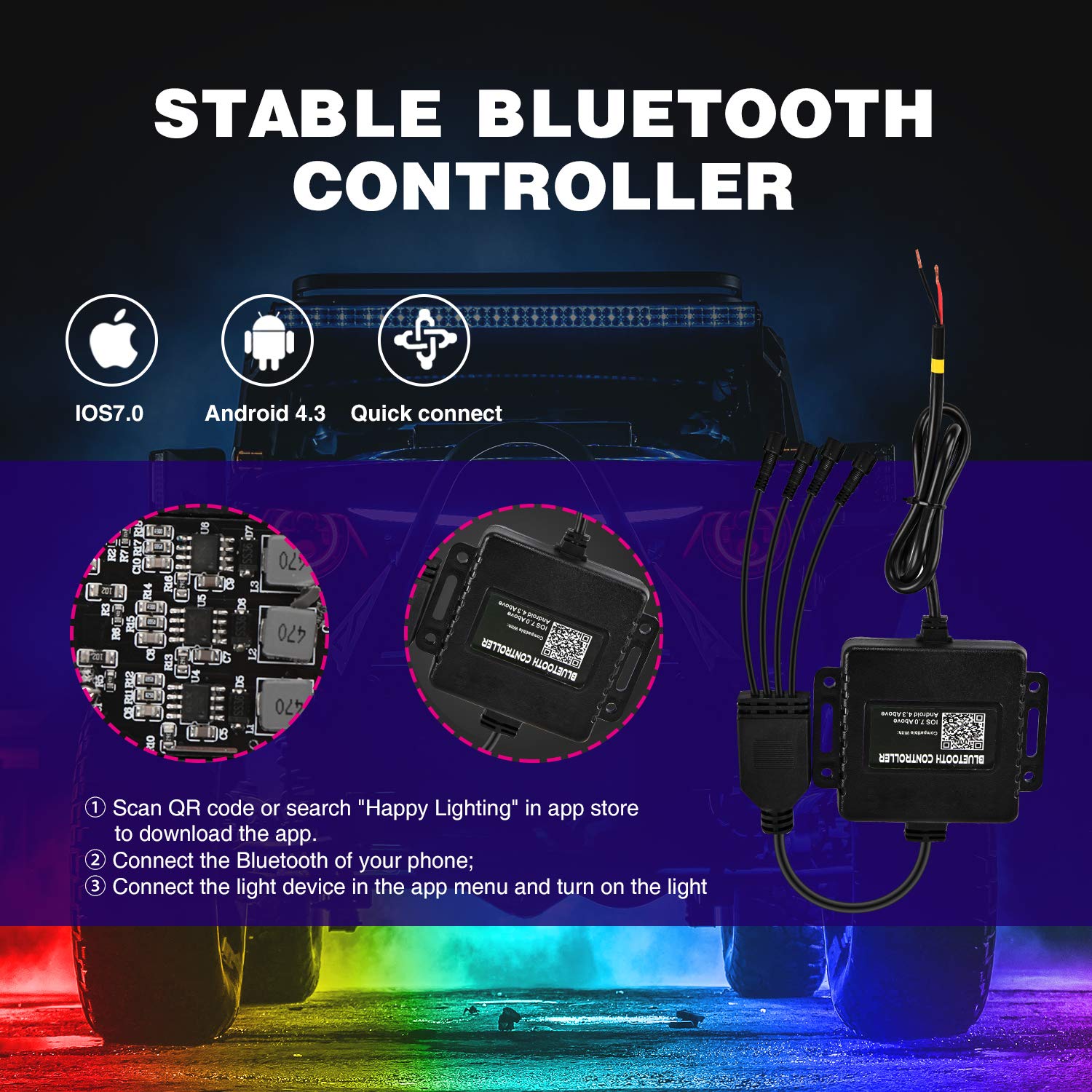 Nilight LEDs illuminated multicolor demonstrating customizable color effects