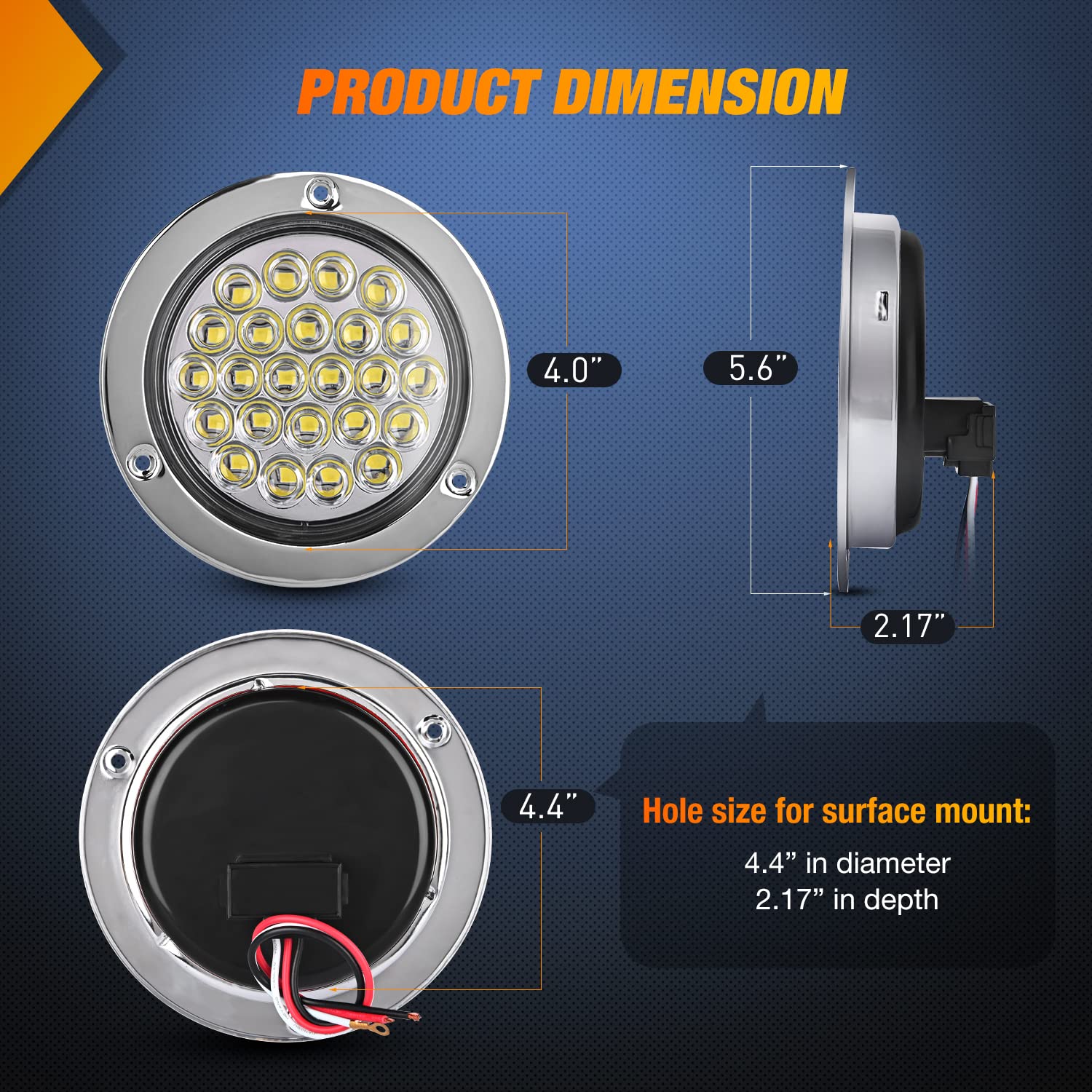 Nilight closeup lens highlighting 24 SMD LEDs for brighter visibility