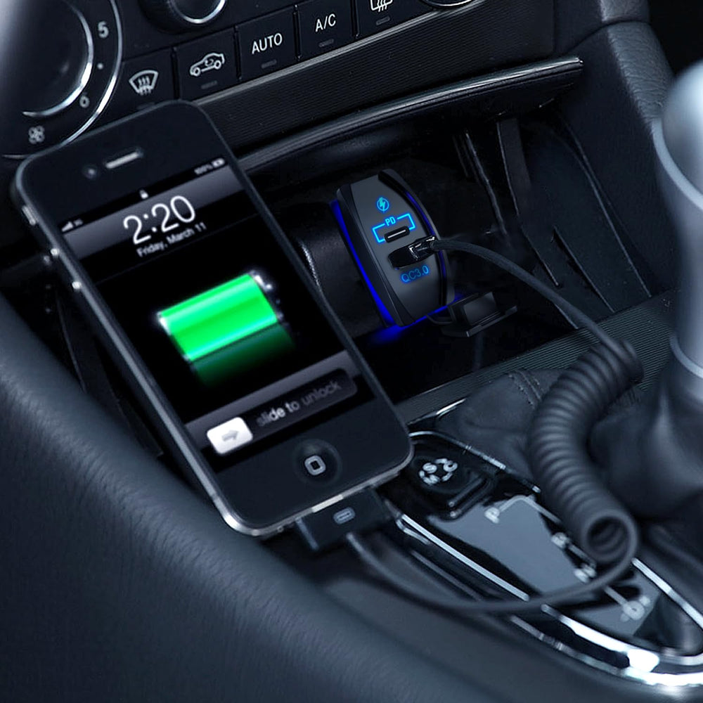 Nilight on ATV console showing convenient on-the-go device charging