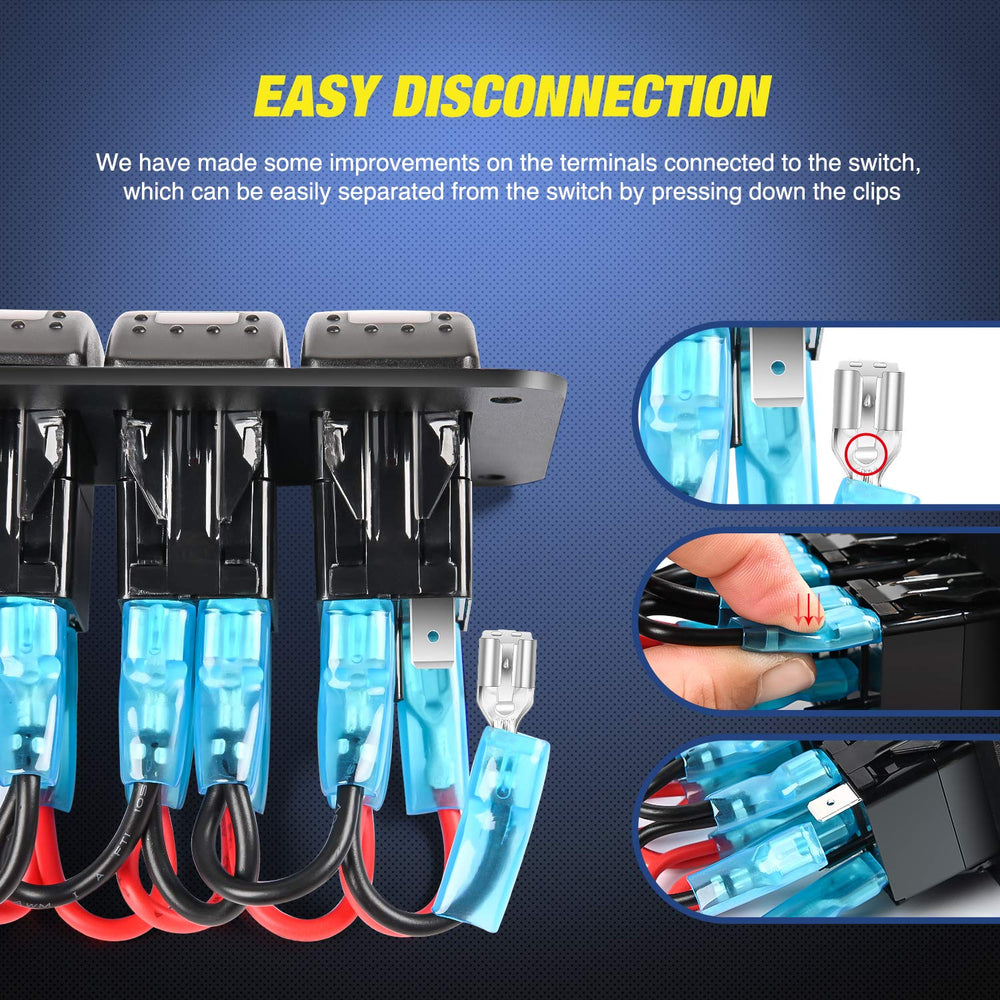 Nilight wiring connecting to a light bar demonstrating accessory compatibility