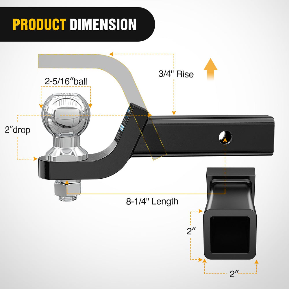 Nilight side profile with 2" drop and 2-5/16" ball showing correct alignment benefit