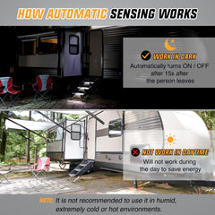 Nilight mounted on RV step at night enhancing safe entry