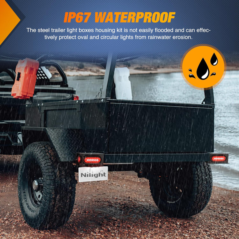 Nilight mounted on trailer rear demonstrating protected lamp placement